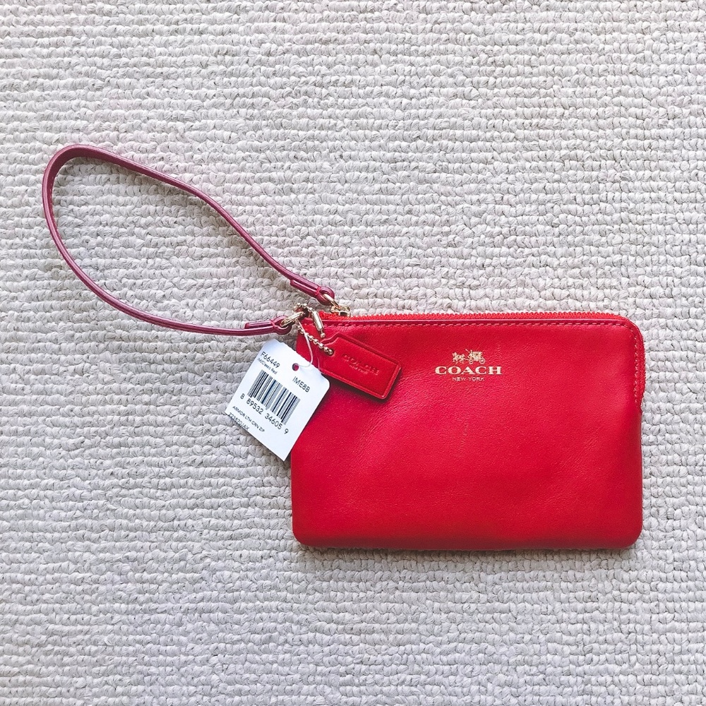 Coach Leather Corner-Zip Wristlet